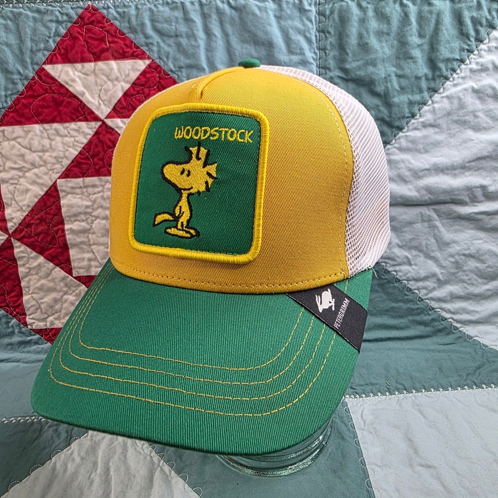 Peter Grimm Peanuts Woodstock Trucker Hat Green Yellow Snapback Cap
